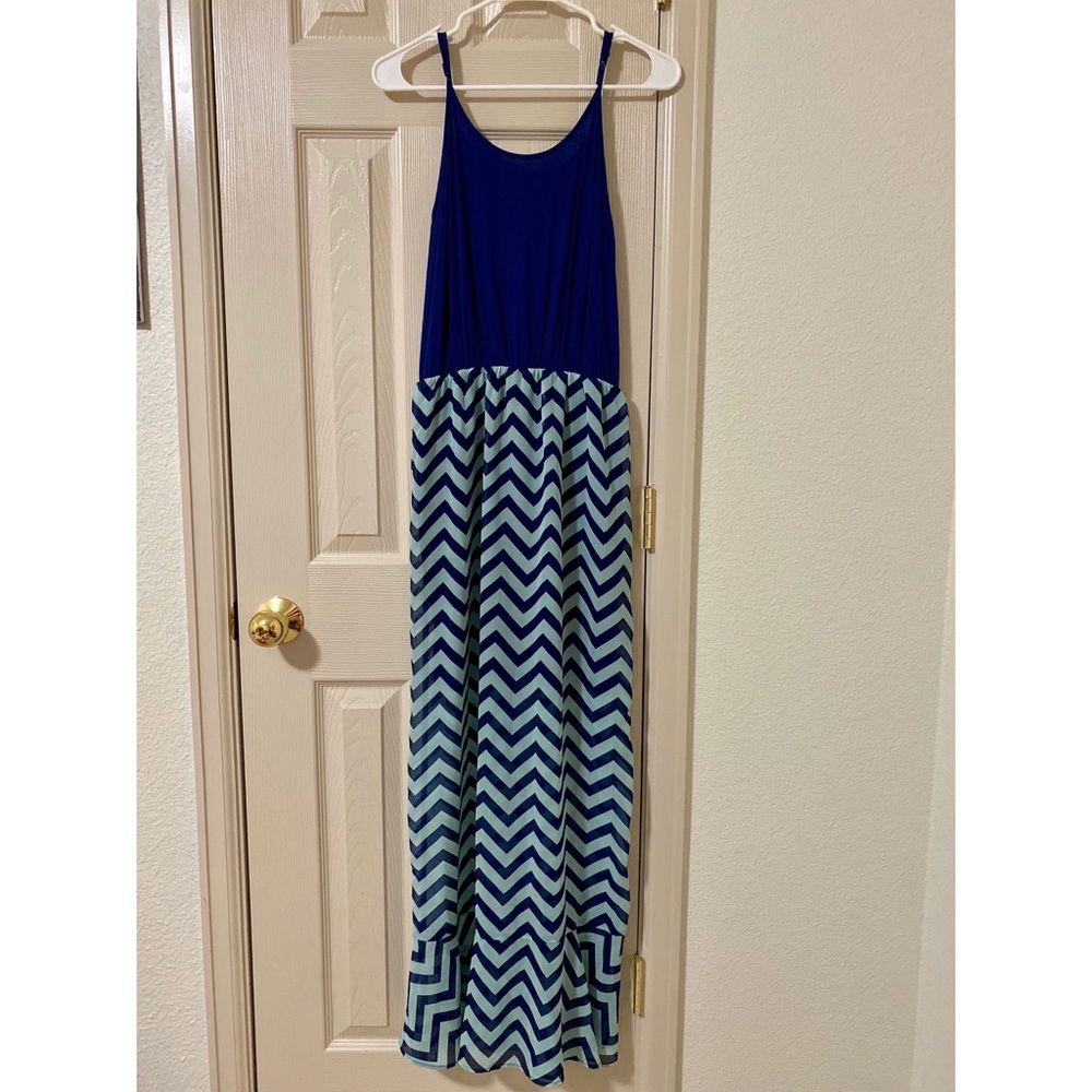 Navy & Teal Chevron dress